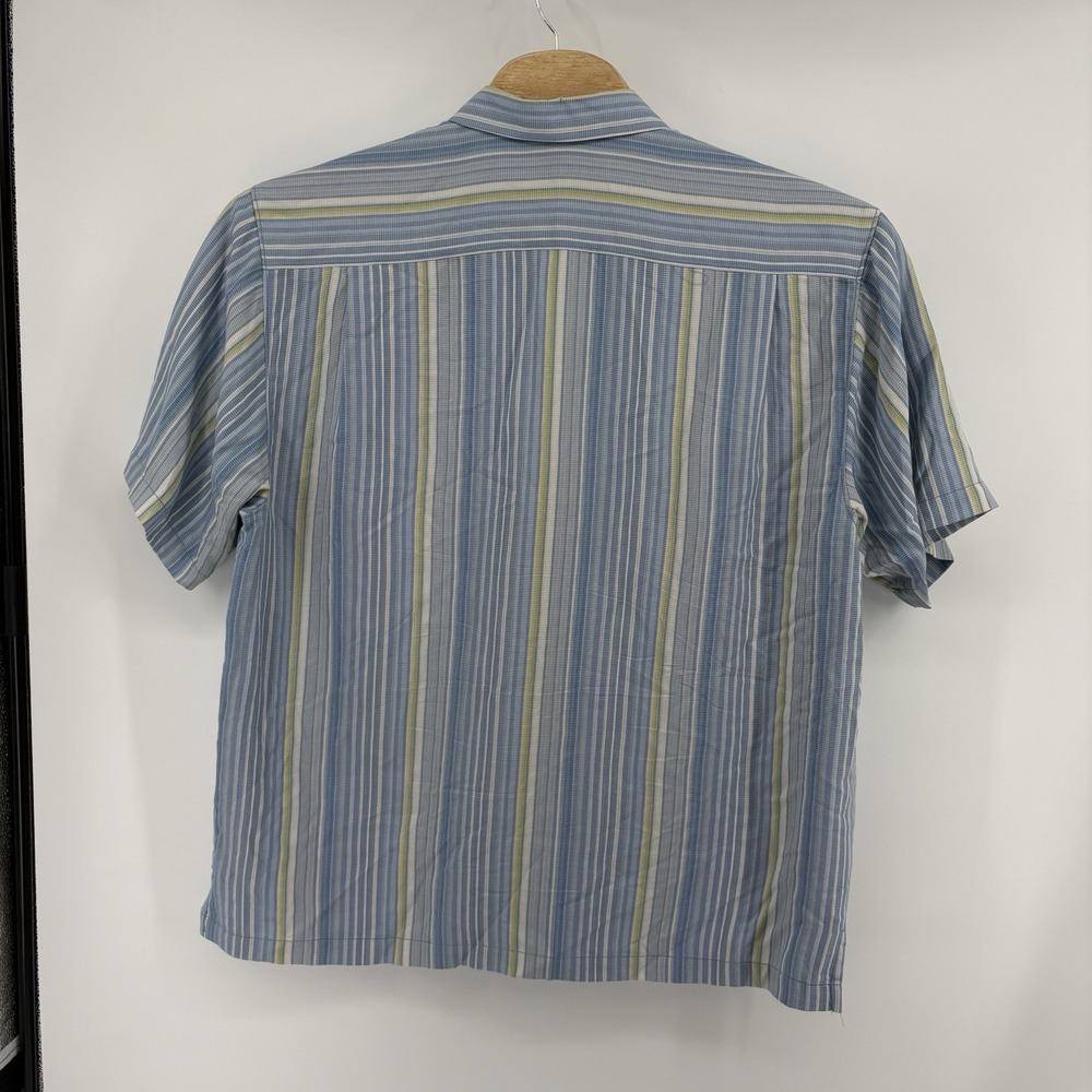 Tommy Bahama Shirt Mens XLarge Blue Yellow Striped 100% Silk Button Up Casual - Picture 9 of 12